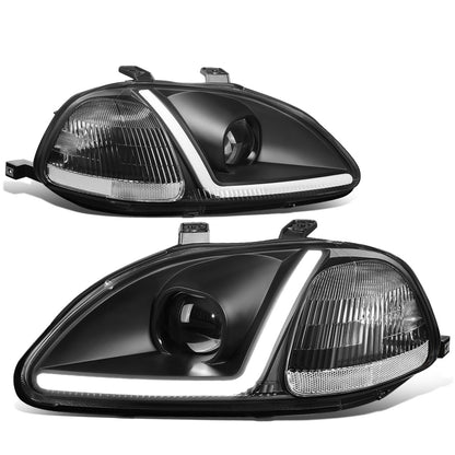 FAROS 96-98 HONDA CIVIC - LED RUNNING LIGHT REQUIRES WIRING INTO EXISTING LIGHTING WIRE HARNESS - LED DRL - PROJECTOR - BLACK HOUSING / CLEAR CORNER - H7 LOW BEAM / H7 HIGH BEAM