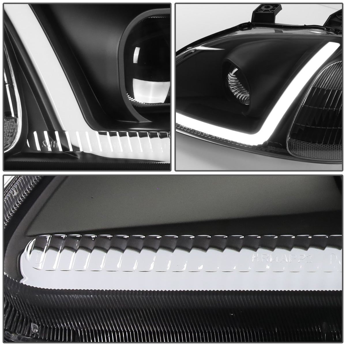 FAROS 96-98 HONDA CIVIC - LED RUNNING LIGHT REQUIRES WIRING INTO EXISTING LIGHTING WIRE HARNESS - LED DRL - PROJECTOR - BLACK HOUSING / CLEAR CORNER - H7 LOW BEAM / H7 HIGH BEAM