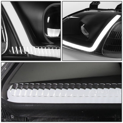 FAROS 96-98 HONDA CIVIC - LED RUNNING LIGHT REQUIRES WIRING INTO EXISTING LIGHTING WIRE HARNESS - LED DRL - PROJECTOR - BLACK HOUSING / CLEAR CORNER - H7 LOW BEAM / H7 HIGH BEAM