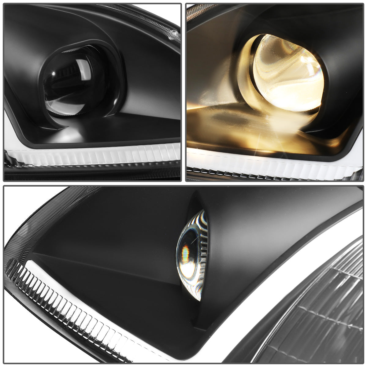 FAROS 96-98 HONDA CIVIC - LED RUNNING LIGHT REQUIRES WIRING INTO EXISTING LIGHTING WIRE HARNESS - LED DRL - PROJECTOR - BLACK HOUSING / CLEAR CORNER - H7 LOW BEAM / H7 HIGH BEAM