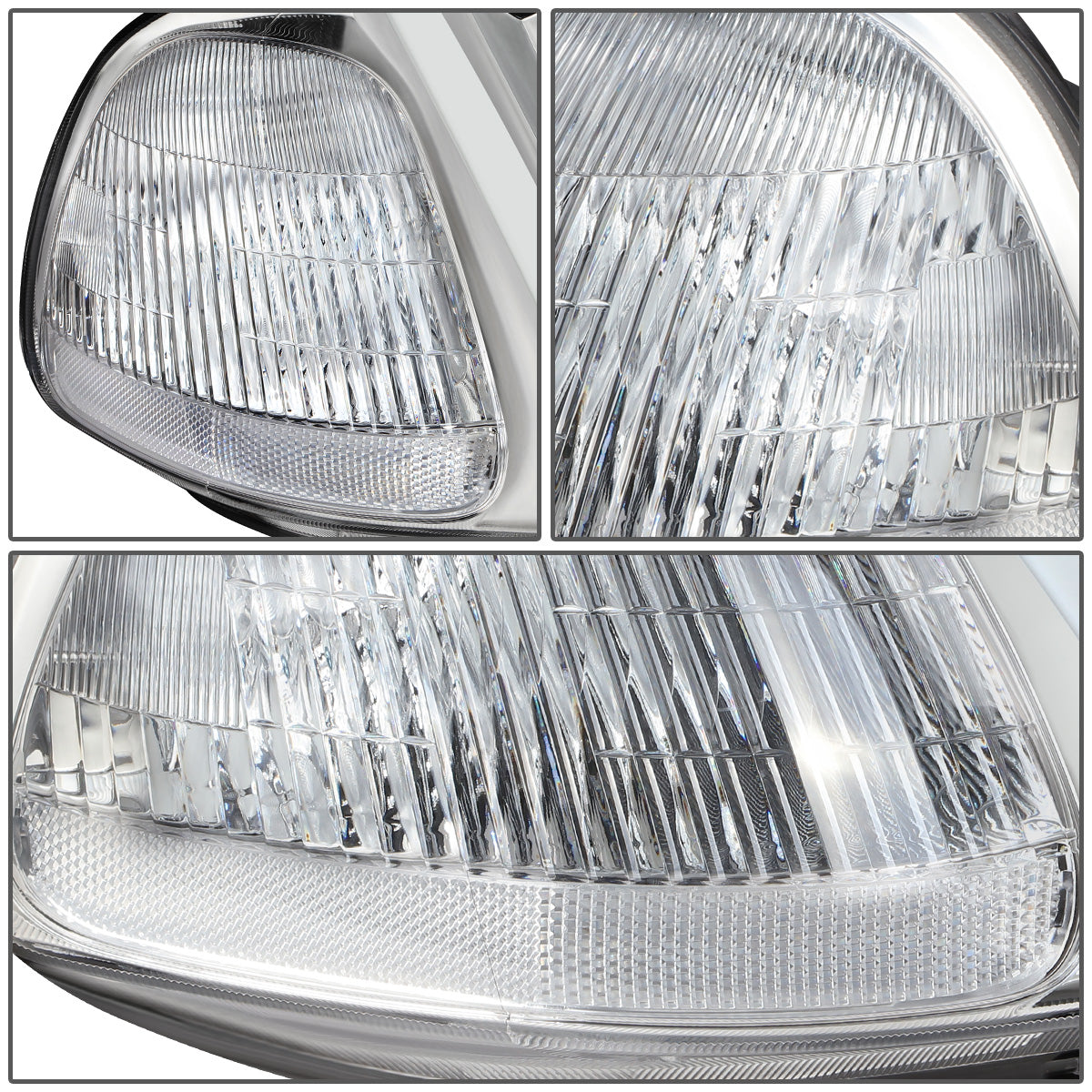 FAROS 96-98 HONDA CIVIC - LED RUNNING LIGHT REQUIRES WIRING INTO EXISTING LIGHTING WIRE HARNESS - LED DRL - PROJECTOR - CHROME HOUSING / CLEAR CORNER - H7 LOW BEAM / H7 HIGH BEAM