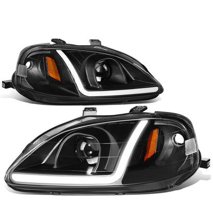 FAROS 99-00 HONDA CIVIC - LED RUNNING LIGHT REQUIRES WIRING INTO EXISTING LIGHTING WIRE HARNESS - LED DRL - PROJECTOR - BLACK HOUSING / AMBER CORNER - H7 LOW BEAM / H7 HIGH BEAM
