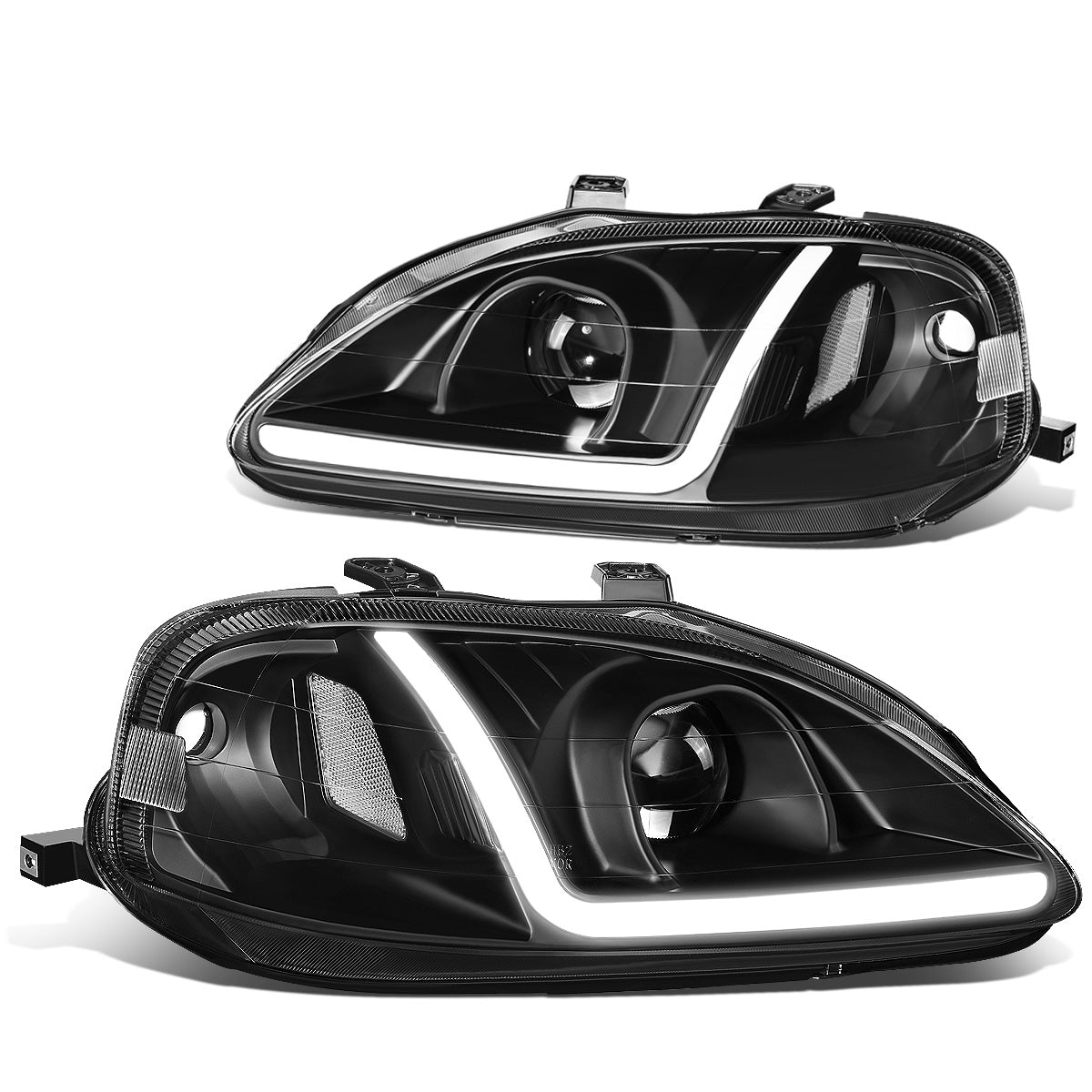 FAROS 99-00 HONDA CIVIC - LED RUNNING LIGHT REQUIRES WIRING INTO EXISTING LIGHTING WIRE HARNESS - LED DRL - PROJECTOR - BLACK HOUSING / CLEAR CORNER - H7 LOW BEAM / H7 HIGH BEAM