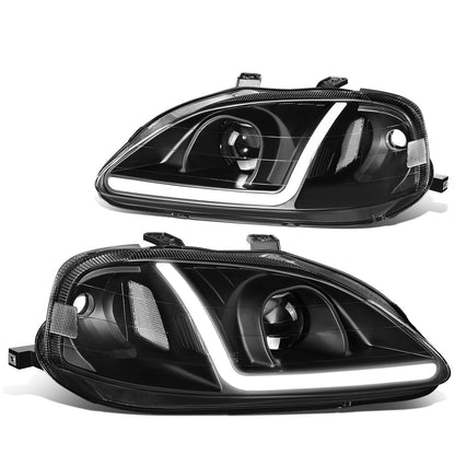 FAROS 99-00 HONDA CIVIC - LED RUNNING LIGHT REQUIRES WIRING INTO EXISTING LIGHTING WIRE HARNESS - LED DRL - PROJECTOR - BLACK HOUSING / CLEAR CORNER - H7 LOW BEAM / H7 HIGH BEAM