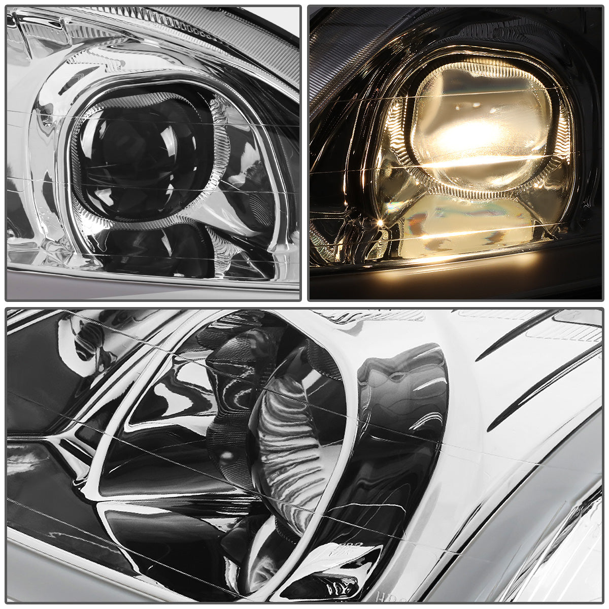 FAROS 99-00 HONDA CIVIC - LED RUNNING LIGHT REQUIRES WIRING INTO EXISTING LIGHTING WIRE HARNESS - LED DRL - PROJECTOR - CHROME HOUSING / CLEAR CORNER - H7 LOW BEAM / H7 HIGH BEAM