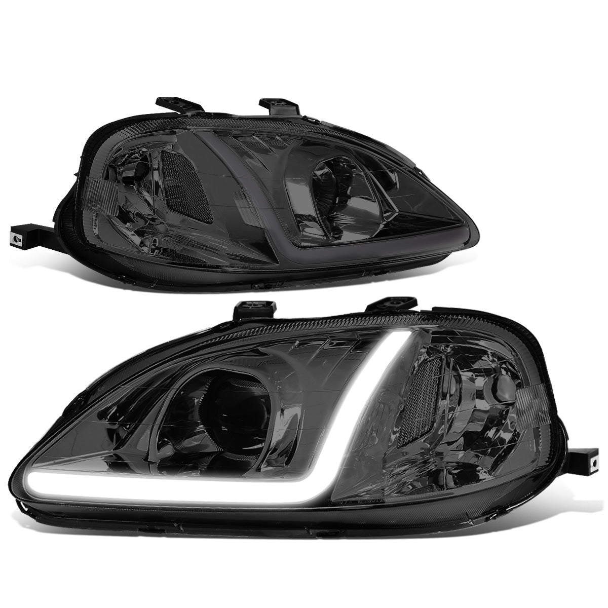 FAROS 99-00 HONDA CIVIC - LED RUNNING LIGHT REQUIRES WIRING INTO EXISTING LIGHTING WIRE HARNESS - LED DRL - PROJECTOR - SMOKE HOUSING / CLEAR CORNER - H7 LOW BEAM / H7 HIGH BEAM