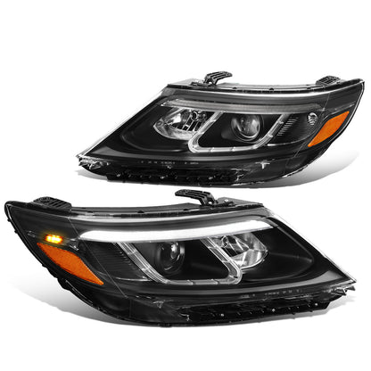 FAROS 14-15 KIA SORENTO - FITS MODELS WITH HALOGEN HEADLIGHTS WITH LED DRL - LED DRL - BLACK HOUSING / AMBER CORNER