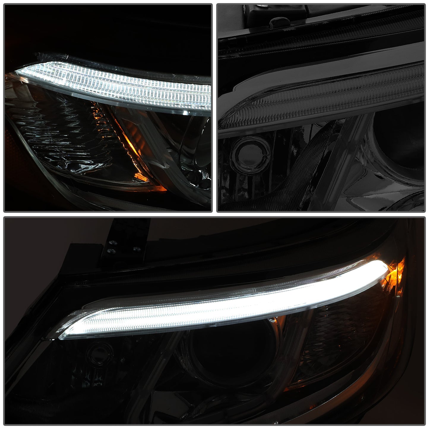 FAROS 14-15 KIA SORENTO - FITS MODELS WITH HALOGEN HEADLIGHTS WITH LED DRL - LED DRL - SMOKE HOUSING / CLEAR CORNER
