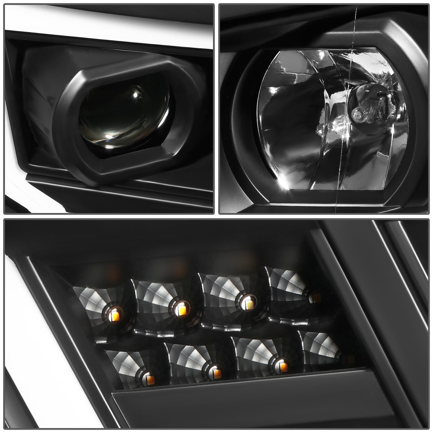FAROS 17-22 NISSAN TITAN / 16-22 NISSAN TITAN XD - FITS MODELS WITH HALOGEN HEADLIGHTS ONLY - DOES NOT FIT FACTORY HID EQUIPPED MODELS - PROJECTOR CONVERSION LED RUNNING LIGHT STRIP - H1 LOW BEAM / H1 HIGH BEAM / 2825 SIDE MARKER - BLACK HOUSING / AMBER