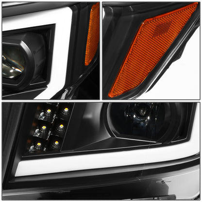 FAROS 17-22 NISSAN TITAN / 16-22 NISSAN TITAN XD - FITS MODELS WITH HALOGEN HEADLIGHTS ONLY - DOES NOT FIT FACTORY HID EQUIPPED MODELS - PROJECTOR CONVERSION LED RUNNING LIGHT STRIP - H1 LOW BEAM / H1 HIGH BEAM / 2825 SIDE MARKER - BLACK HOUSING / AMBER