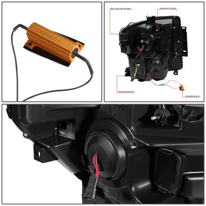 FAROS 17-22 NISSAN TITAN / 16-22 NISSAN TITAN XD - FITS MODELS WITH HALOGEN HEADLIGHTS ONLY - DOES NOT FIT FACTORY HID EQUIPPED MODELS - PROJECTOR CONVERSION LED RUNNING LIGHT STRIP - H1 LOW BEAM / H1 HIGH BEAM / 2825 SIDE MARKER - BLACK HOUSING / AMBER