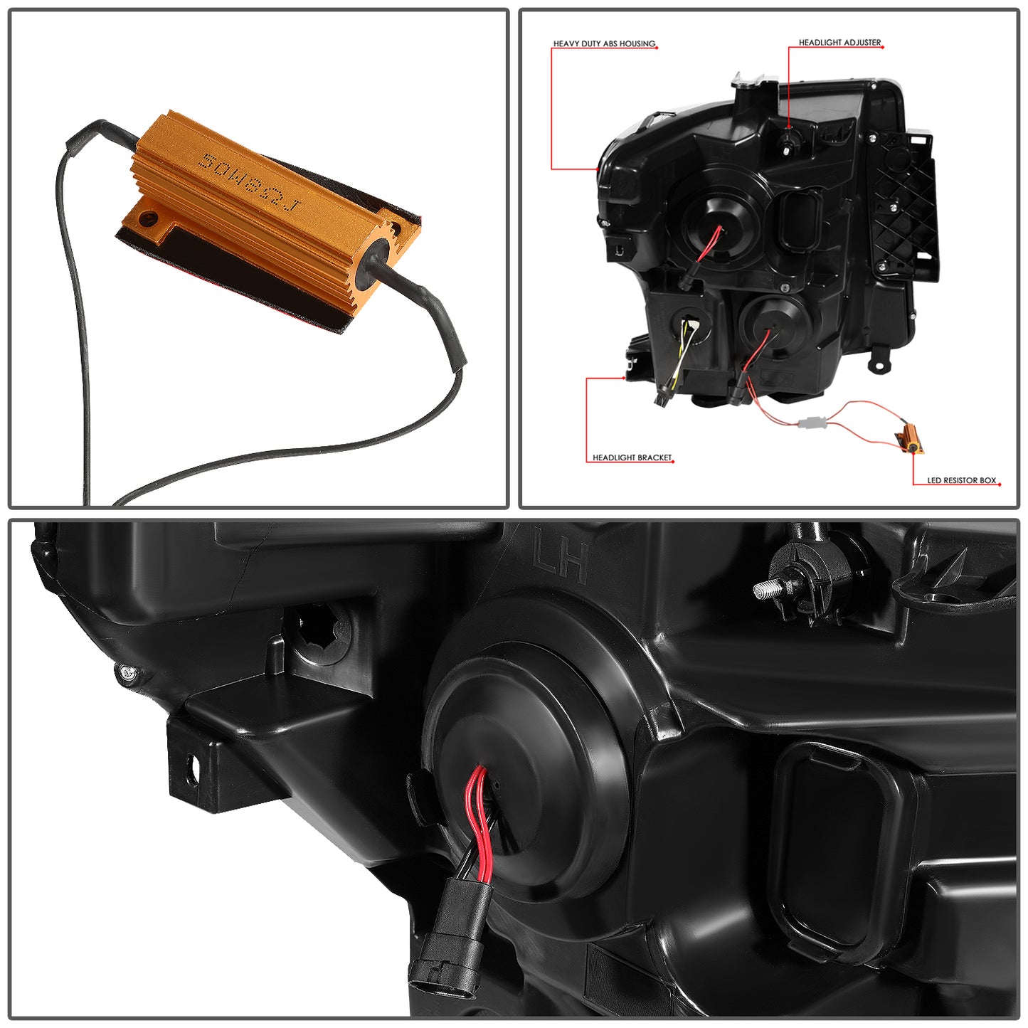 FAROS 17-22 NISSAN TITAN / 16-22 NISSAN TITAN XD - FITS MODELS WITH HALOGEN HEADLIGHTS ONLY - DOES NOT FIT FACTORY HID EQUIPPED MODELS - PROJECTOR CONVERSION LED RUNNING LIGHT STRIP - H1 LOW BEAM / H1 HIGH BEAM / 2825 SIDE MARKER - BLACK HOUSING / CLEAR