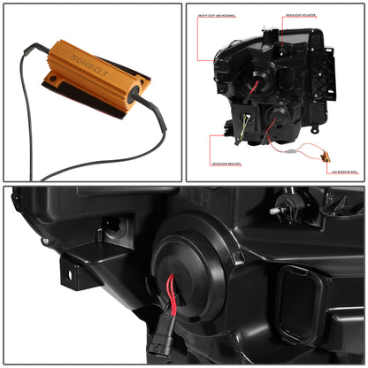 FAROS 17-22 NISSAN TITAN / 16-22 NISSAN TITAN XD - FITS MODELS WITH HALOGEN HEADLIGHTS ONLY - DOES NOT FIT FACTORY HID EQUIPPED MODELS - PROJECTOR CONVERSION LED RUNNING LIGHT STRIP - H1 LOW BEAM / H1 HIGH BEAM / 2825 SIDE MARKER - BLACK HOUSING / CLEAR
