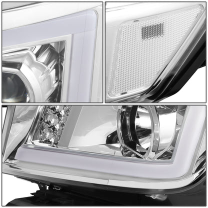 FAROS 17-22 NISSAN TITAN / 16-22 NISSAN TITAN XD - FITS MODELS WITH HALOGEN HEADLIGHTS ONLY - DOES NOT FIT FACTORY HID EQUIPPED MODELS - PROJECTOR CONVERSION LED RUNNING LIGHT STRIP - H1 LOW BEAM / H1 HIGH BEAM / 2825 SIDE MARKER - CHROME HOUSING / CLEAR