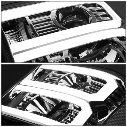 FAROS 07-13 GMC SIERRA 1500 / 07-14 GMC SIERRA 2500, 3500 - DOES NOT FIT 2007 CLASSIC STYLES - LIGHT BAR REQUIRES WIRING INTO EXISTING HARNESS - DUAL U-BAR LED DRL - CHROME HOUSING / CLEAR CORNER