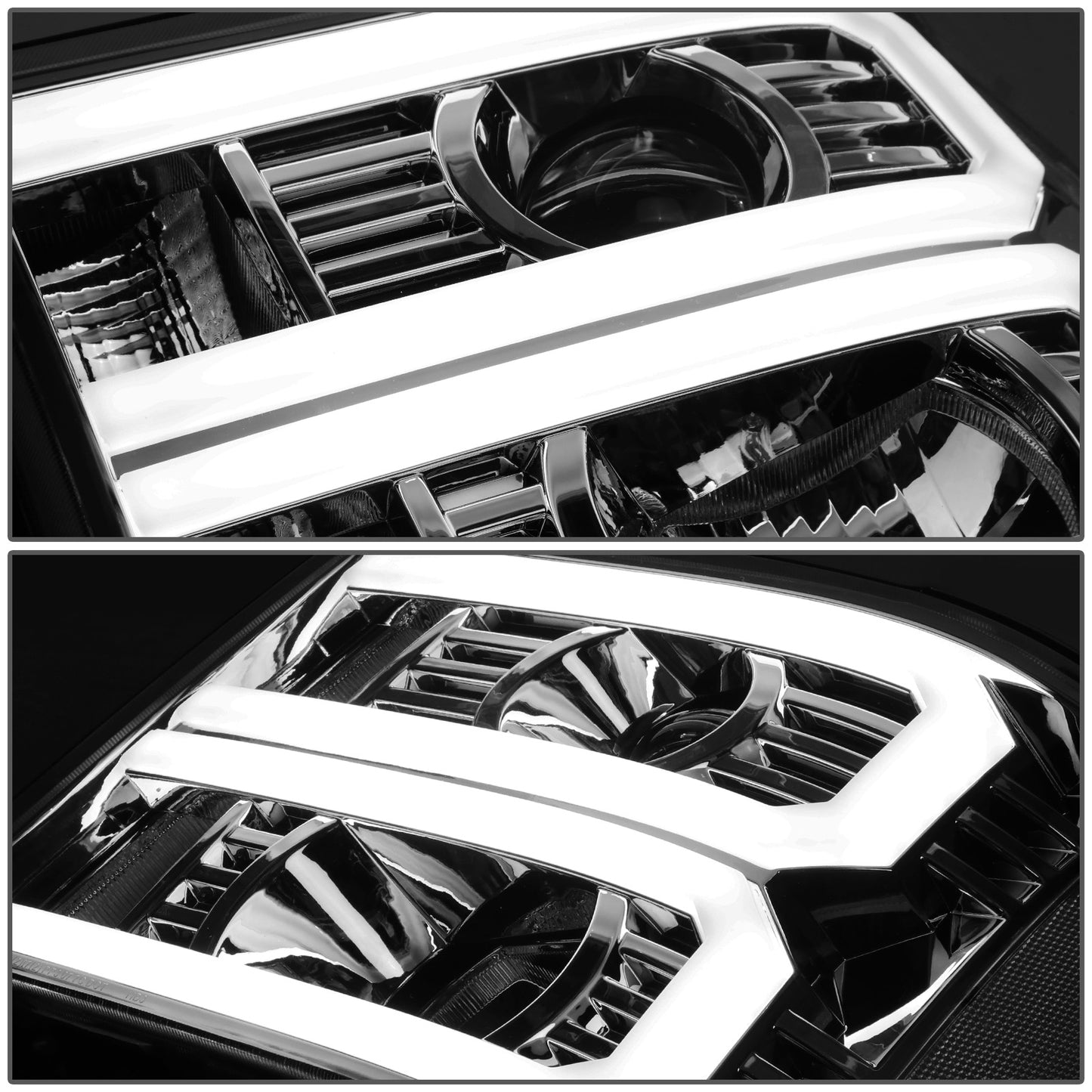 FAROS 07-13 GMC SIERRA 1500 / 07-14 GMC SIERRA 2500, 3500 - DOES NOT FIT 2007 CLASSIC STYLES - LIGHT BAR REQUIRES WIRING INTO EXISTING HARNESS - DUAL U-BAR LED DRL - SMOKE HOUSING / CLEAR CORNER