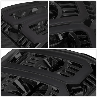 FAROS 07-13 GMC SIERRA 1500 / 07-14 GMC SIERRA 2500, 3500 - DOES NOT FIT 2007 CLASSIC STYLES - LIGHT BAR REQUIRES WIRING INTO EXISTING HARNESS - DUAL U-BAR LED DRL - SMOKE HOUSING / CLEAR CORNER