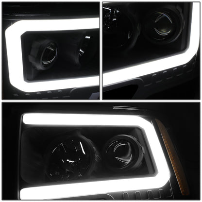 FAROS 09-14 FORD F-150 - ONLY FITS MODELS WITH HALOGEN HEADLIGHTS WITHOUT PROJECTOR - DAYTIME RUNNING LIGHT BAR REQUIRES WIRING INTO EXISITING LIGHTING HARNESS - LED DRL - PROJECTOR LOW BEAM - BLACK HOUSING / AMBER CORNER - H1 HIGH, H1 LOW BEAM, 19