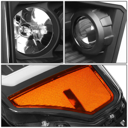 FAROS 09-14 FORD F-150 - ONLY FITS MODELS WITH HALOGEN HEADLIGHTS WITHOUT PROJECTOR - DAYTIME RUNNING LIGHT BAR REQUIRES WIRING INTO EXISITING LIGHTING HARNESS - LED DRL - PROJECTOR LOW BEAM - BLACK HOUSING / AMBER CORNER - H1 HIGH, H1 LOW BEAM, 19