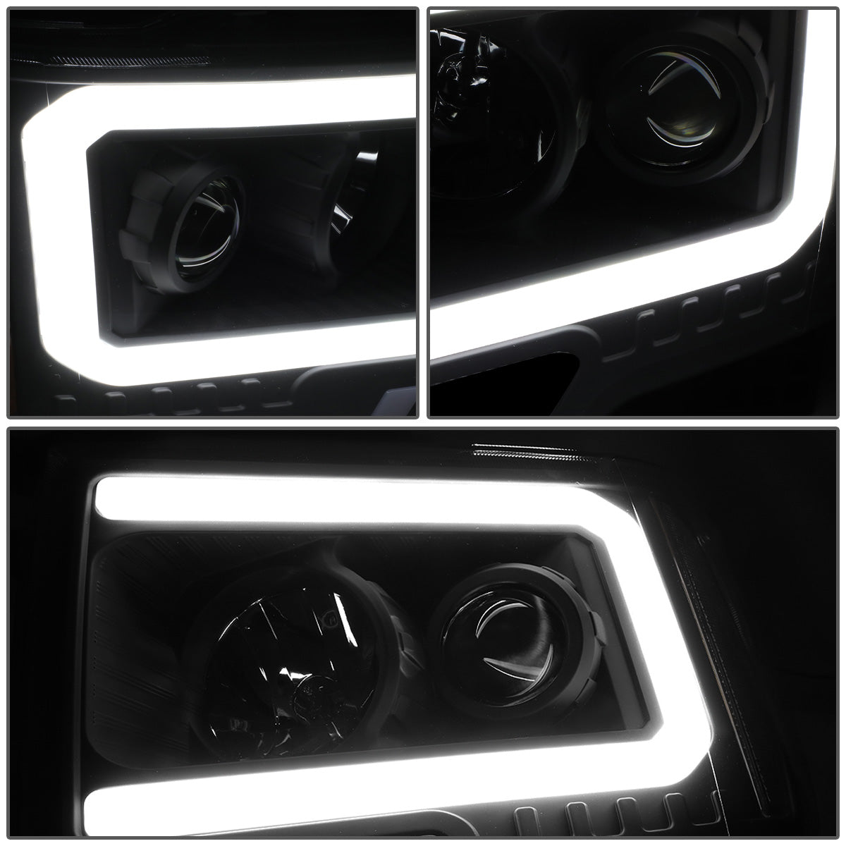 FAROS 09-14 FORD F-150 - ONLY FITS MODELS WITH HALOGEN HEADLIGHTS WITHOUT PROJECTOR - DAYTIME RUNNING LIGHT BAR REQUIRES WIRING INTO EXISITING LIGHTING HARNESS - LED DRL - PROJECTOR LOW BEAM - BLACK HOUSING / CLEAR CORNER - H1 HIGH, H1 LOW BEAM, 19