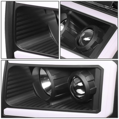 FAROS 09-14 FORD F-150 - ONLY FITS MODELS WITH HALOGEN HEADLIGHTS WITHOUT PROJECTOR - DAYTIME RUNNING LIGHT BAR REQUIRES WIRING INTO EXISITING LIGHTING HARNESS - LED DRL - PROJECTOR LOW BEAM - BLACK HOUSING / CLEAR CORNER - H1 HIGH, H1 LOW BEAM, 19