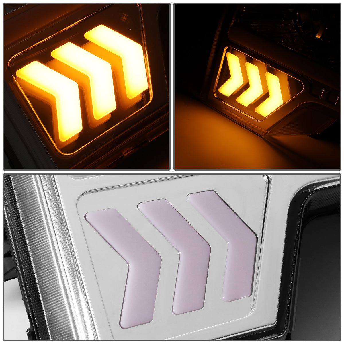 FAROS 09-14 FORD F-150 - ONLY FITS MODELS WITH HALOGEN HEADLIGHTS WITHOUT PROJECTOR - DAYTIME RUNNING LIGHT BAR REQUIRES WIRING INTO EXISITING LIGHTING HARNESS - LED DRL - PROJECTOR LOW BEAM - CHROME HOUSING / AMBER CORNER - H1 HIGH, H1 LOW BEAM, 1