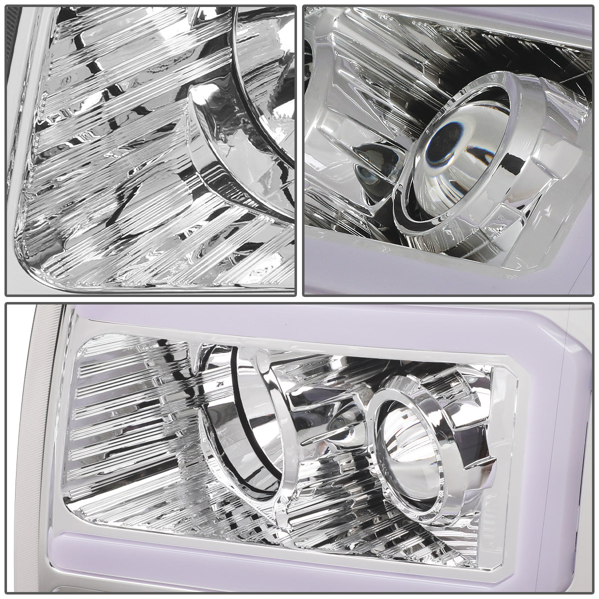 FAROS 09-14 FORD F-150 - ONLY FITS MODELS WITH HALOGEN HEADLIGHTS WITHOUT PROJECTOR - DAYTIME RUNNING LIGHT BAR REQUIRES WIRING INTO EXISITING LIGHTING HARNESS - LED DRL - PROJECTOR LOW BEAM - CHROME HOUSING / AMBER CORNER - H1 HIGH, H1 LOW BEAM, 1