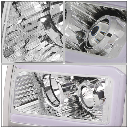 FAROS 09-14 FORD F-150 - ONLY FITS MODELS WITH HALOGEN HEADLIGHTS WITHOUT PROJECTOR - DAYTIME RUNNING LIGHT BAR REQUIRES WIRING INTO EXISITING LIGHTING HARNESS - LED DRL - PROJECTOR LOW BEAM - CHROME HOUSING / AMBER CORNER - H1 HIGH, H1 LOW BEAM, 1