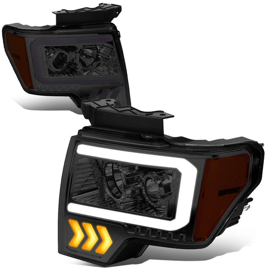 FAROS 09-14 FORD F-150 - ONLY FITS MODELS WITH HALOGEN HEADLIGHTS WITHOUT PROJECTOR - DAYTIME RUNNING LIGHT BAR REQUIRES WIRING INTO EXISITING LIGHTING HARNESS - LED DRL - PROJECTOR LOW BEAM - SMOKE HOUSING / AMBER CORNER - H1 HIGH, H1 LOW BEAM, 1