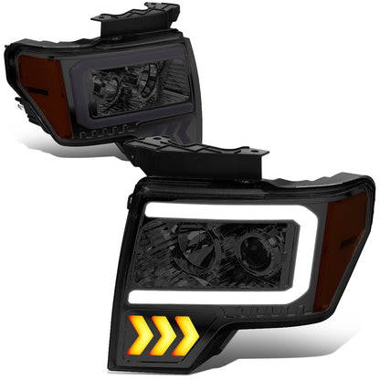 FAROS 09-14 FORD F-150 - ONLY FITS MODELS WITH HALOGEN HEADLIGHTS WITHOUT PROJECTOR - DAYTIME RUNNING LIGHT BAR REQUIRES WIRING INTO EXISITING LIGHTING HARNESS - LED DRL - PROJECTOR LOW BEAM - SMOKE HOUSING / AMBER CORNER - H1 HIGH, H1 LOW BEAM, 1