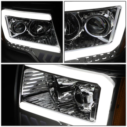 FAROS 09-14 FORD F-150 - ONLY FITS MODELS WITH HALOGEN HEADLIGHTS WITHOUT PROJECTOR - DAYTIME RUNNING LIGHT BAR REQUIRES WIRING INTO EXISITING LIGHTING HARNESS - LED DRL - PROJECTOR LOW BEAM - SMOKE HOUSING / AMBER CORNER - H1 HIGH, H1 LOW BEAM, 1