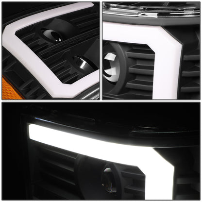 FAROS 07-13 GMC SIERRA 1500 / 07-14 GMC SIERRA 2500, 3500 - DOES NOT FIT 2007 CLASSIC STYLES - C-BAR LED DRL - SEQUENTIAL LED - BLACK HOUSING / AMBER CORNER