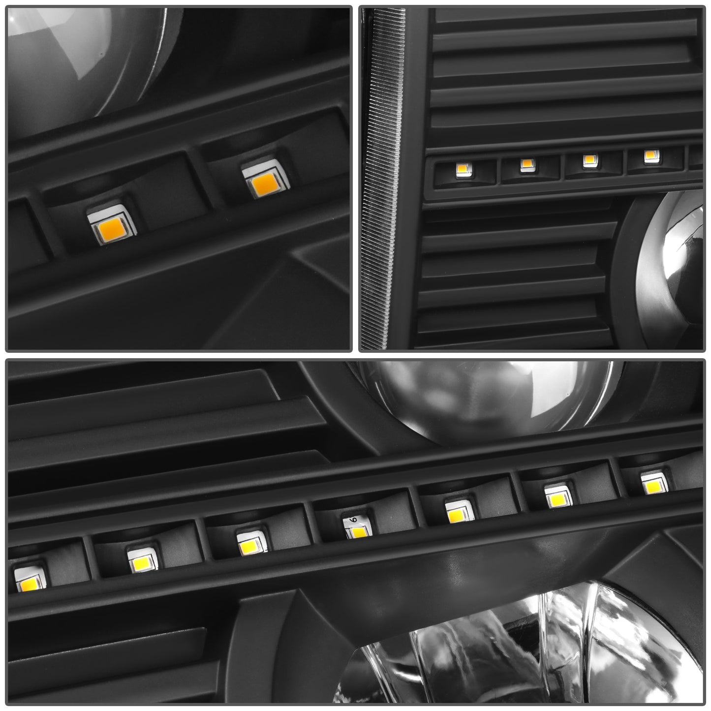 FAROS 07-13 GMC SIERRA 1500 / 07-14 GMC SIERRA 2500, 3500 - DOES NOT FIT 2007 CLASSIC STYLES - C-BAR LED DRL - SEQUENTIAL LED - BLACK HOUSING / AMBER CORNER