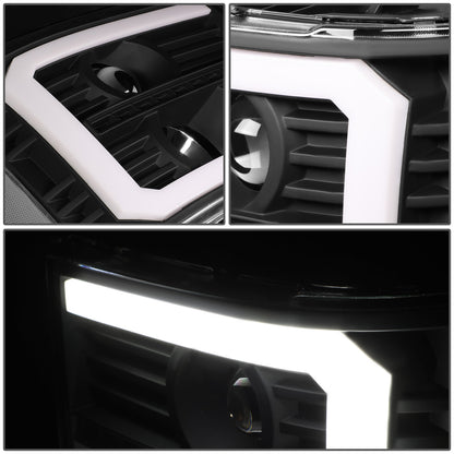 FAROS 07-13 GMC SIERRA 1500 / 07-14 GMC SIERRA 2500, 3500 - DOES NOT FIT 2007 CLASSIC STYLES - C-BAR LED DRL - SEQUENTIAL LED - BLACK HOUSING / CLEAR CORNER