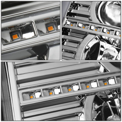 FAROS 07-13 GMC SIERRA 1500 / 07-14 GMC SIERRA 2500, 3500 - DOES NOT FIT 2007 CLASSIC STYLES - C-BAR LED DRL - SEQUENTIAL LED - CHROME HOUSING / CLEAR CORNER