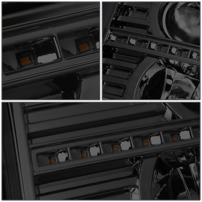 FAROS 07-13 GMC SIERRA 1500 / 07-14 GMC SIERRA 2500, 3500 - DOES NOT FIT 2007 CLASSIC STYLES - C-BAR LED DRL - SEQUENTIAL LED - SMOKE HOUSING / CLEAR CORNER