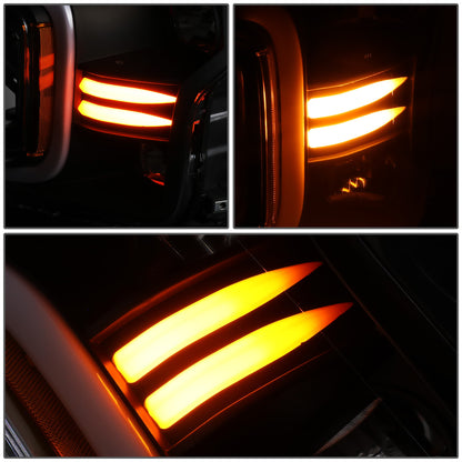 FAROS 18-21 FORD F-150 - FITS MODELS WITH HALOGEN HEADLIGHTS ONLY - C-BAR LED DRL - SEQUENTIAL LED - BLACK HOUSING / AMBER CORNER