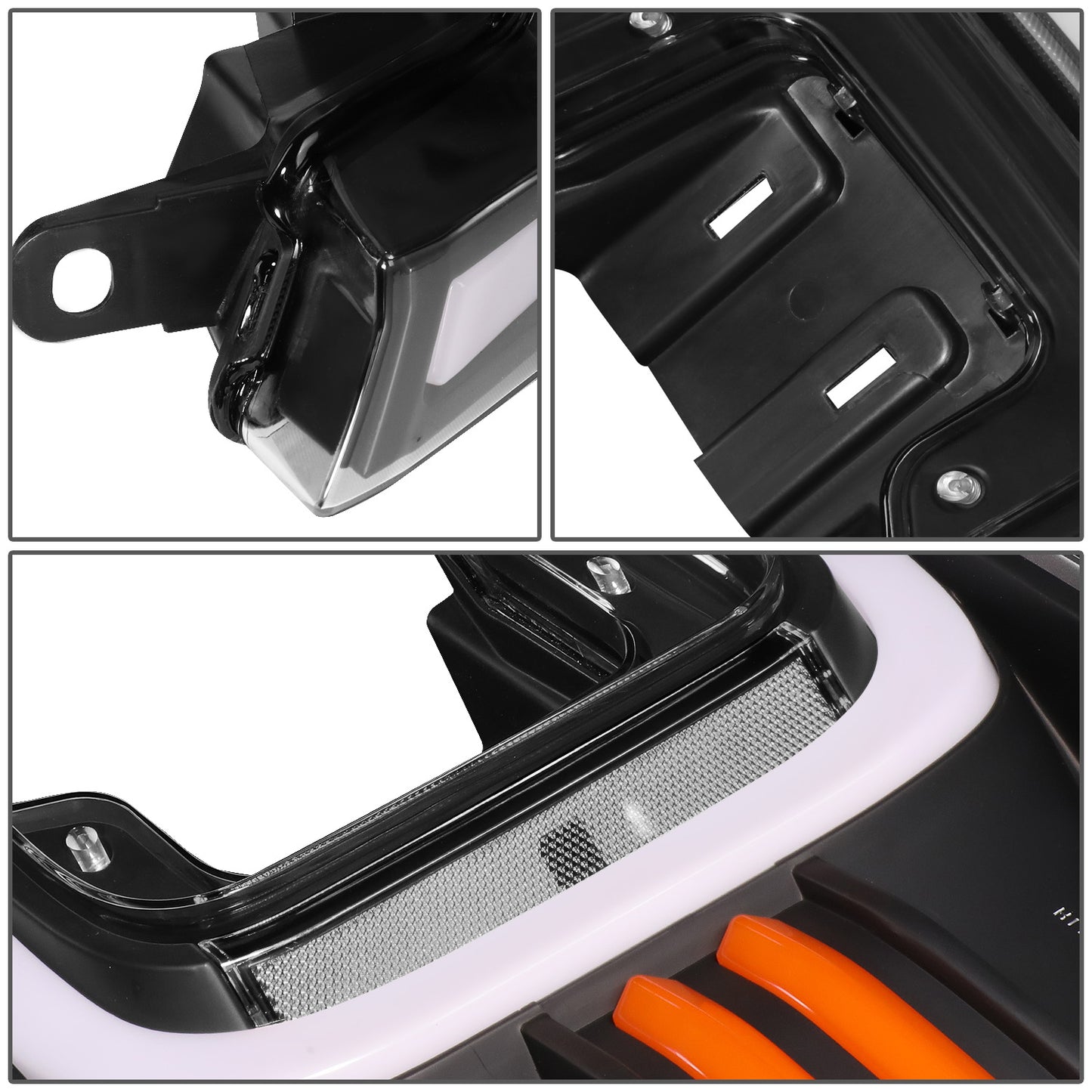 FAROS 18-21 FORD F-150 - FITS MODELS WITH HALOGEN HEADLIGHTS ONLY - C-BAR LED DRL - SEQUENTIAL LED - BLACK HOUSING / CLEAR CORNER