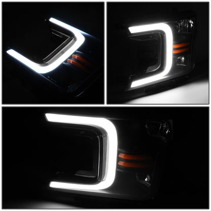 FAROS 18-21 FORD F-150 - FITS MODELS WITH HALOGEN HEADLIGHTS ONLY - C-BAR LED DRL - SEQUENTIAL LED - BLACK HOUSING / CLEAR CORNER
