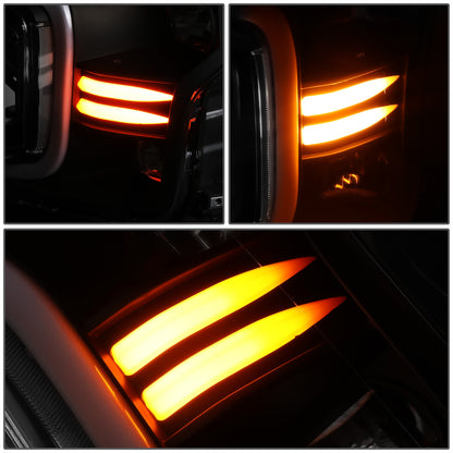 FAROS 18-21 FORD F-150 - FITS MODELS WITH HALOGEN HEADLIGHTS ONLY - C-BAR LED DRL - SEQUENTIAL LED - BLACK HOUSING / CLEAR CORNER