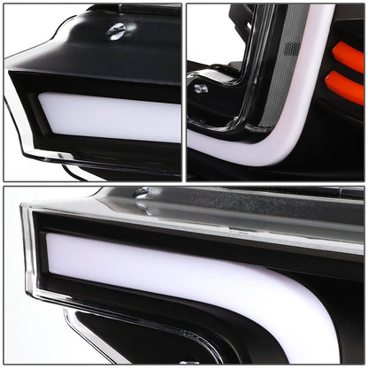 FAROS 18-21 FORD F-150 - FITS MODELS WITH HALOGEN HEADLIGHTS ONLY - C-BAR LED DRL - SEQUENTIAL LED - BLACK HOUSING / CLEAR CORNER