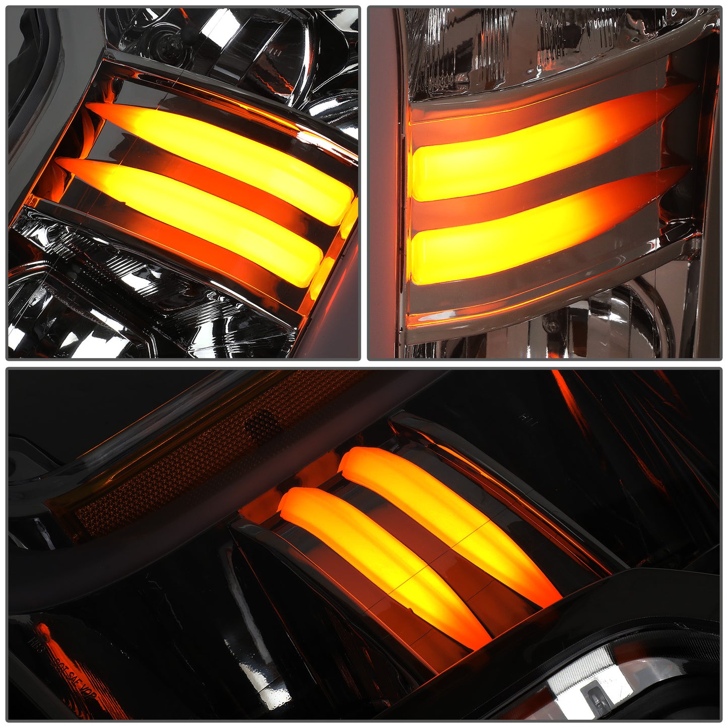 FAROS 18-21 FORD F-150 - FITS MODELS WITH HALOGEN HEADLIGHTS ONLY - C-BAR LED DRL - SEQUENTIAL LED - CHROME HOUSING / AMBER CORNER
