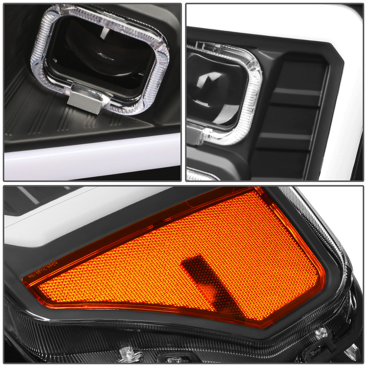 FAROS 09-14 FORD F-150 - ONLY FITS MODELS WITH HALOGEN HEADLIGHTS WITHOUT PROJECTOR - DAYTIME RUNNING LIGHT BAR REQUIRES WIRING INTO EXISITING LIGHTING HARNESS - QUAD LED DRL HALO RING - PROJECTOR HIGH / LOW BEAM - BLACK HOUSING / AMBER CORNER