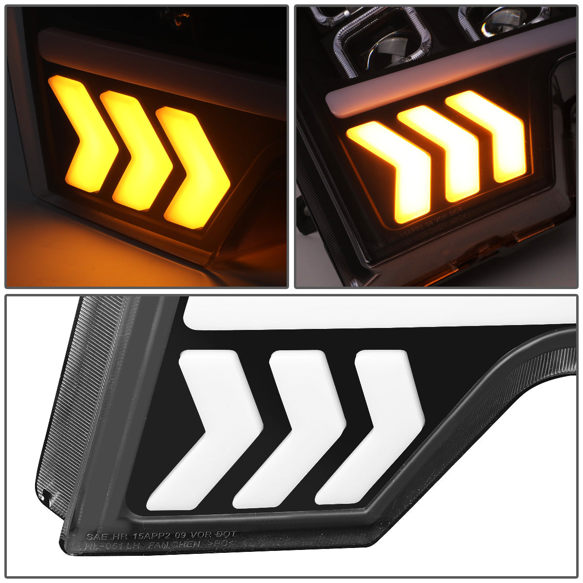 FAROS 09-14 FORD F-150 - ONLY FITS MODELS WITH HALOGEN HEADLIGHTS WITHOUT PROJECTOR - DAYTIME RUNNING LIGHT BAR REQUIRES WIRING INTO EXISITING LIGHTING HARNESS - QUAD LED DRL HALO RING - PROJECTOR HIGH / LOW BEAM - BLACK HOUSING / CLEAR CORNER