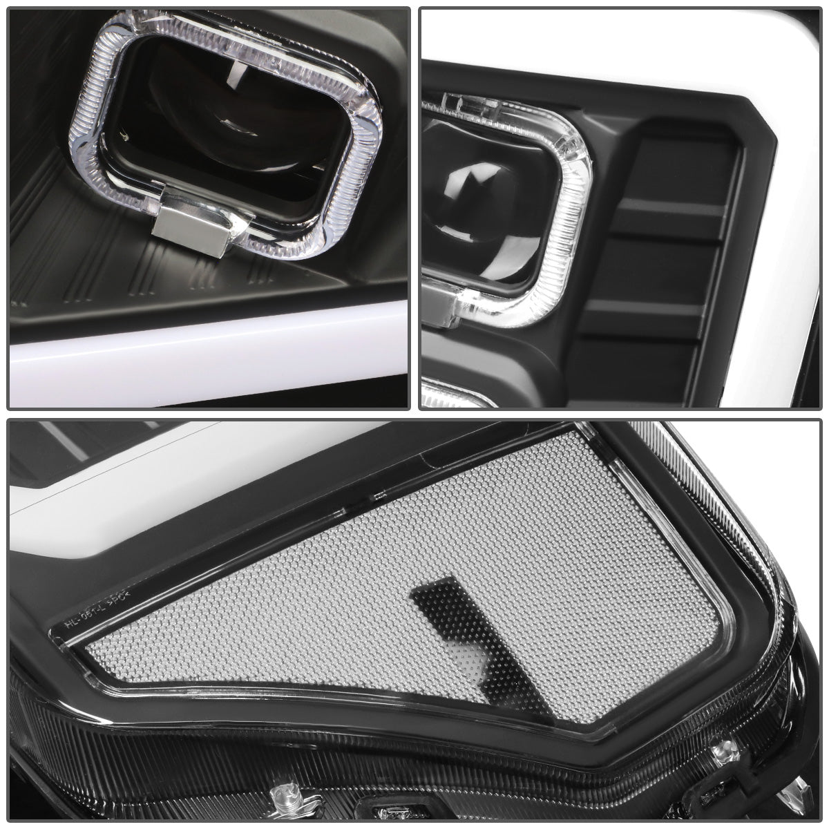 FAROS 09-14 FORD F-150 - ONLY FITS MODELS WITH HALOGEN HEADLIGHTS WITHOUT PROJECTOR - DAYTIME RUNNING LIGHT BAR REQUIRES WIRING INTO EXISITING LIGHTING HARNESS - QUAD LED DRL HALO RING - PROJECTOR HIGH / LOW BEAM - BLACK HOUSING / CLEAR CORNER