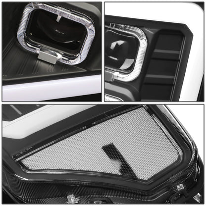 FAROS 09-14 FORD F-150 - ONLY FITS MODELS WITH HALOGEN HEADLIGHTS WITHOUT PROJECTOR - DAYTIME RUNNING LIGHT BAR REQUIRES WIRING INTO EXISITING LIGHTING HARNESS - QUAD LED DRL HALO RING - PROJECTOR HIGH / LOW BEAM - BLACK HOUSING / CLEAR CORNER