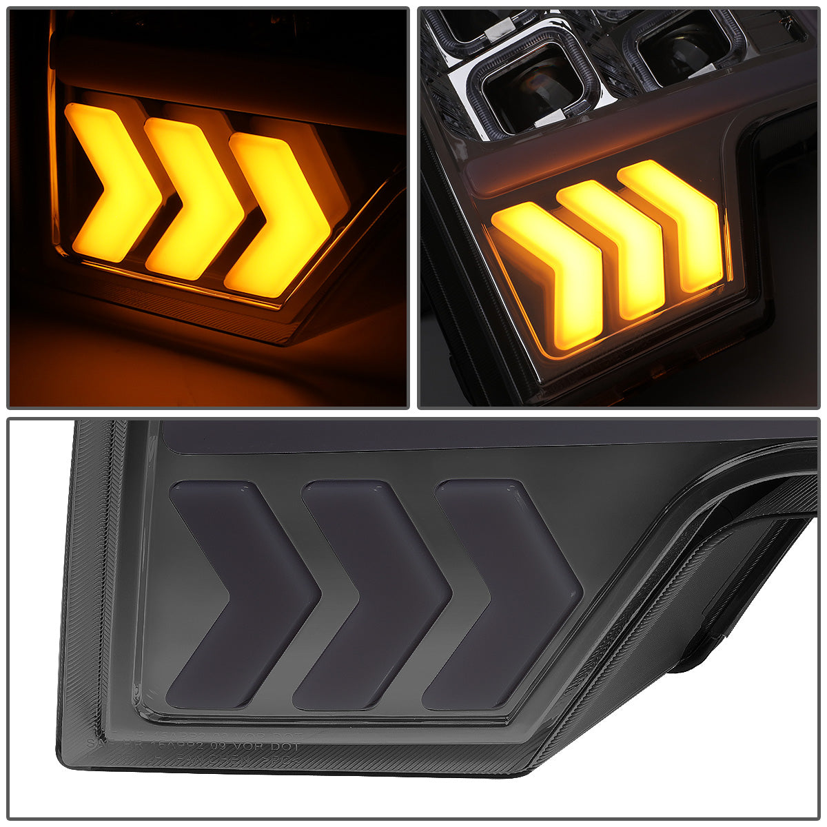 FAROS 09-14 FORD F-150 - ONLY FITS MODELS WITH HALOGEN HEADLIGHTS WITHOUT PROJECTOR - DAYTIME RUNNING LIGHT BAR REQUIRES WIRING INTO EXISITING LIGHTING HARNESS - QUAD LED DRL HALO RING - PROJECTOR HIGH / LOW BEAM - SMOKE HOUSING / AMBER CORNER
