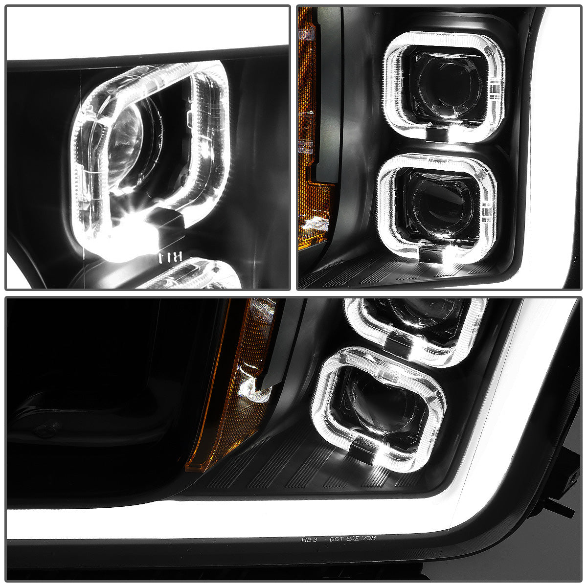 FAROS 18-20 FORD F-150 - FITS MODELS WITH HALOGEN HEADLIGHTS ONLY - SEQUENTIAL LED DRL RING - PROJECTOR HIGH / LOW BEAM - BLACK HOUSING / AMBER CORNER - 194 MARKER - REUSE FACTORY BULB