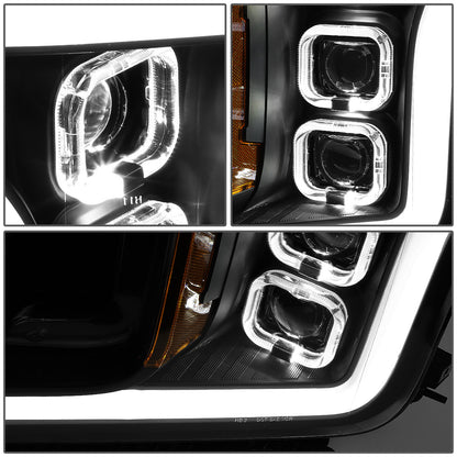 FAROS 18-20 FORD F-150 - FITS MODELS WITH HALOGEN HEADLIGHTS ONLY - SEQUENTIAL LED DRL RING - PROJECTOR HIGH / LOW BEAM - BLACK HOUSING / AMBER CORNER - 194 MARKER - REUSE FACTORY BULB