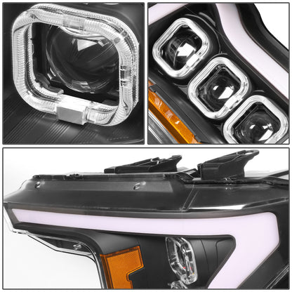 FAROS 18-20 FORD F-150 - FITS MODELS WITH HALOGEN HEADLIGHTS ONLY - SEQUENTIAL LED DRL RING - PROJECTOR HIGH / LOW BEAM - BLACK HOUSING / AMBER CORNER - 194 MARKER - REUSE FACTORY BULB